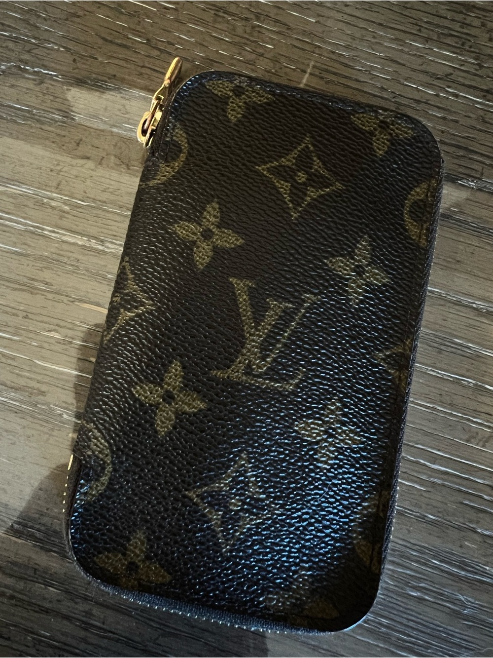 Louis Vuitton Monogram Canvas Zip Wallet in Brown and Gold
